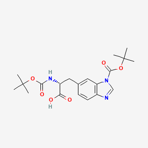 molecular formula C20H27N3O6 B12996009 (R)-3-(1-(tert-Butoxycarbonyl)-1H-benzo[d]imidazol-6-yl)-2-((tert-butoxycarbonyl)amino)propanoic acid 