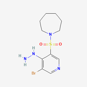 molecular formula C11H17BrN4O2S B12996024 1-((5-Bromo-4-hydrazinylpyridin-3-yl)sulfonyl)azepane 