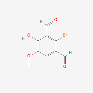 molecular formula C9H7BrO4 B12996100 2-Bromo-4-hydroxy-5-methoxyisophthalaldehyde 