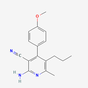 molecular formula C17H19N3O B12996144 2-Amino-4-(4-methoxyphenyl)-6-methyl-5-propylnicotinonitrile 