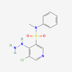 molecular formula C12H13ClN4O2S B12996279 5-Chloro-4-hydrazinyl-N-methyl-N-phenylpyridine-3-sulfonamide 