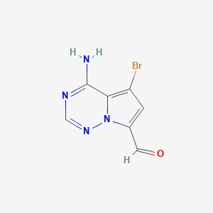 molecular formula C7H5BrN4O B12996285 4-Amino-5-bromopyrrolo[2,1-f][1,2,4]triazine-7-carbaldehyde 