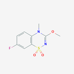 molecular formula C9H9FN2O3S B12996299 7-Fluoro-3-methoxy-4-methyl-4H-benzo[e][1,2,4]thiadiazine 1,1-dioxide 