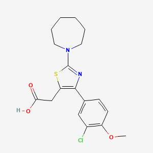 molecular formula C18H21ClN2O3S B12996347 2-(2-(Azepan-1-yl)-4-(3-chloro-4-methoxyphenyl)thiazol-5-yl)acetic acid 