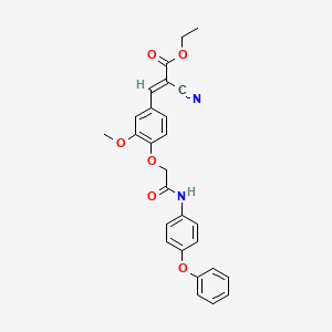 molecular formula C27H24N2O6 B12996361 Ethyl 2-cyano-3-(3-methoxy-4-(2-oxo-2-((4-phenoxyphenyl)amino)ethoxy)phenyl)acrylate 