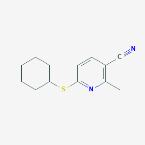 molecular formula C13H16N2S B12996410 6-(Cyclohexylthio)-2-methylnicotinonitrile 