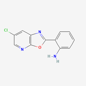 molecular formula C12H8ClN3O B12996504 2-(6-Chlorooxazolo[5,4-b]pyridin-2-yl)aniline 