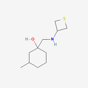 molecular formula C11H21NOS B12996513 3-Methyl-1-((thietan-3-ylamino)methyl)cyclohexan-1-ol 