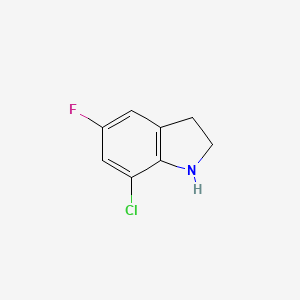 molecular formula C8H7ClFN B12996553 7-Chloro-5-fluoroindoline 