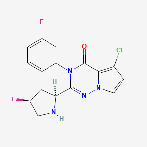 molecular formula C16H13ClF2N4O B12996578 5-chloro-3-(3-fluorophenyl)-2-[(2S,4S)-4-fluoropyrrolidin-2-yl]pyrrolo[2,1-f][1,2,4]triazin-4-one 