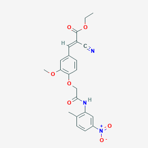 molecular formula C22H21N3O7 B12996655 Ethyl 2-cyano-3-(3-methoxy-4-(2-((2-methyl-5-nitrophenyl)amino)-2-oxoethoxy)phenyl)acrylate 