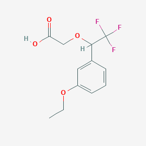 molecular formula C12H13F3O4 B12996664 2-(1-(3-Ethoxyphenyl)-2,2,2-trifluoroethoxy)acetic acid 