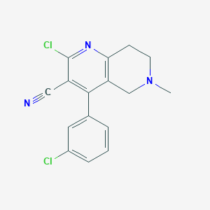 molecular formula C16H13Cl2N3 B12996738 2-Chloro-4-(3-chlorophenyl)-6-methyl-5,6,7,8-tetrahydro-1,6-naphthyridine-3-carbonitrile CAS No. 1779125-06-2