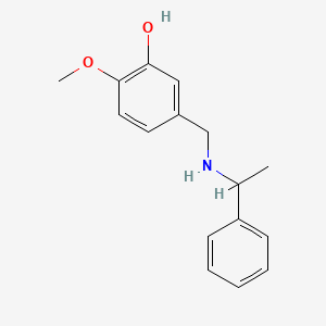 molecular formula C16H19NO2 B12996767 2-Methoxy-5-[(1-phenylethylamino)methyl]phenol 