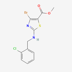 molecular formula C12H10BrClN2O2S B12996786 Methyl 4-bromo-2-(2-chlorobenzylamino)thiazole-5-carboxylate 