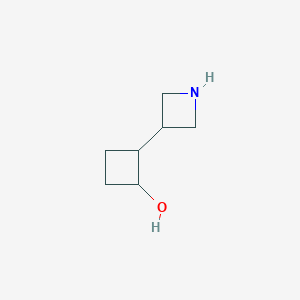 molecular formula C7H13NO B12996825 2-(Azetidin-3-yl)cyclobutan-1-ol 