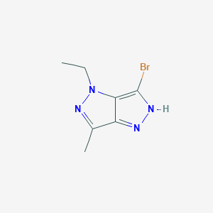 molecular formula C7H9BrN4 B12996902 6-Bromo-1-ethyl-3-methyl-1,4-dihydropyrazolo[4,3-c]pyrazole 