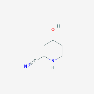 molecular formula C6H10N2O B12996939 4-Hydroxypiperidine-2-carbonitrile 