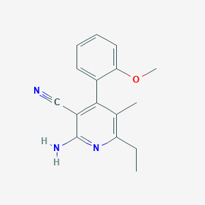 molecular formula C16H17N3O B12996981 2-Amino-6-ethyl-4-(2-methoxyphenyl)-5-methylnicotinonitrile 