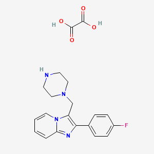 molecular formula C20H21FN4O4 B12997023 2-(4-Fluorophenyl)-3-(piperazin-1-ylmethyl)imidazo[1,2-a]pyridine oxalate 