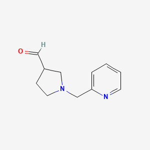 molecular formula C11H14N2O B12997031 1-(Pyridin-2-ylmethyl)pyrrolidine-3-carbaldehyde 