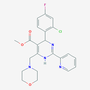 molecular formula C22H22ClFN4O3 B12997063 Methyl 4-(2-chloro-4-fluorophenyl)-6-(morpholinomethyl)-2-(pyridin-2-yl)-1,4-dihydropyrimidine-5-carboxylate 