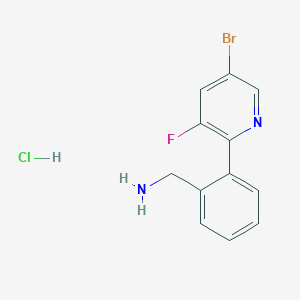 molecular formula C12H11BrClFN2 B12997130 (2-(5-Bromo-3-fluoropyridin-2-yl)phenyl)methanamine hydrochloride 