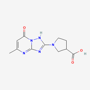 molecular formula C11H13N5O3 B12997202 1-(5-Methyl-7-oxo-4,7-dihydro-[1,2,4]triazolo[1,5-a]pyrimidin-2-yl)pyrrolidine-3-carboxylic acid 