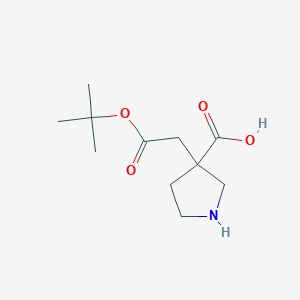 molecular formula C11H19NO4 B12997205 3-(2-(tert-Butoxy)-2-oxoethyl)pyrrolidine-3-carboxylic acid 