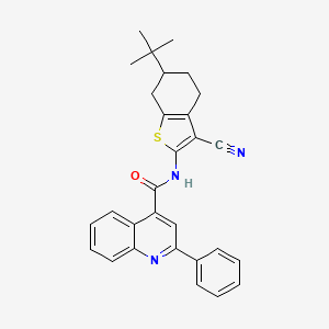 molecular formula C29H27N3OS B12997302 N-(6-(tert-Butyl)-3-cyano-4,5,6,7-tetrahydrobenzo[b]thiophen-2-yl)-2-phenylquinoline-4-carboxamide 