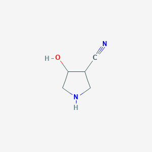 molecular formula C5H8N2O B12997312 4-Hydroxypyrrolidine-3-carbonitrile 