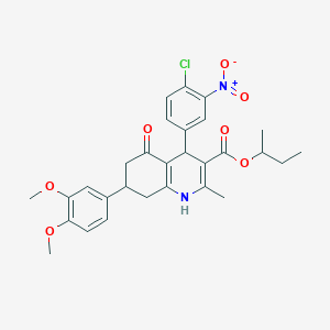 sec-Butyl 4-(4-chloro-3-nitrophenyl)-7-(3,4-dimethoxyphenyl)-2-methyl-5-oxo-1,4,5,6,7,8-hexahydroquinoline-3-carboxylate