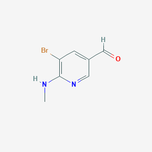 molecular formula C7H7BrN2O B12997585 5-Bromo-6-(methylamino)nicotinaldehyde 