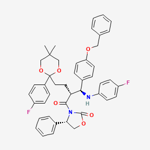 (4S)-3-[(2R)-2-[(S)-(4-fluoroanilino)-(4-phenylmethoxyphenyl)methyl]-4-[2-(4-fluorophenyl)-5,5-dimethyl-1,3-dioxan-2-yl]butanoyl]-4-phenyl-1,3-oxazolidin-2-one