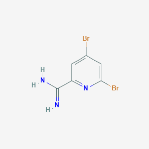 molecular formula C6H5Br2N3 B12997710 4,6-Dibromopicolinimidamide 