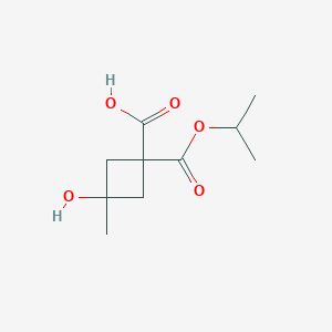 molecular formula C10H16O5 B12997928 3-Hydroxy-1-(isopropoxycarbonyl)-3-methylcyclobutane-1-carboxylic acid 