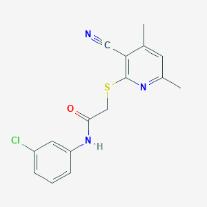 molecular formula C16H14ClN3OS B12997978 N-(3-Chlorophenyl)-2-((3-cyano-4,6-dimethylpyridin-2-yl)thio)acetamide 