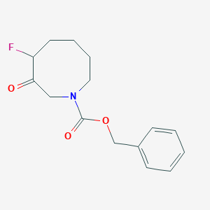 molecular formula C15H18FNO3 B12998004 Benzyl 4-fluoro-3-oxoazocane-1-carboxylate 