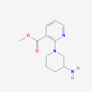 molecular formula C12H17N3O2 B12998048 Methyl 2-(3-aminopiperidin-1-yl)nicotinate 