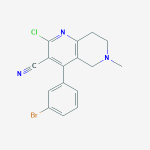 molecular formula C16H13BrClN3 B12998133 4-(3-Bromophenyl)-2-chloro-6-methyl-5,6,7,8-tetrahydro-1,6-naphthyridine-3-carbonitrile 