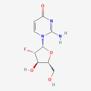 molecular formula C9H12FN3O4 B12998275 2-Amino-1-((2R,3S,4R,5R)-3-fluoro-4-hydroxy-5-(hydroxymethyl)tetrahydrofuran-2-yl)pyrimidin-4(1H)-one 