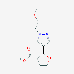 molecular formula C11H16N2O4 B12998313 (2S,3S)-2-(1-(2-Methoxyethyl)-1H-pyrazol-4-yl)tetrahydrofuran-3-carboxylic acid 