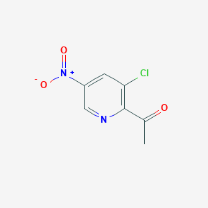 molecular formula C7H5ClN2O3 B12998315 1-(3-Chloro-5-nitropyridin-2-yl)ethanone 