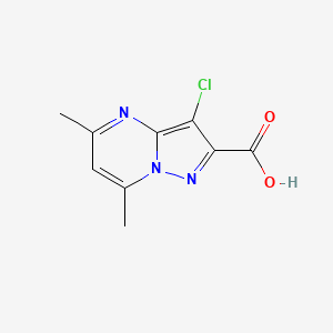 molecular formula C9H8ClN3O2 B1299832 3-Chloro-5,7-dimethyl-pyrazolo[1,5-a]pyrimidine-2-carboxylic acid CAS No. 304687-27-2