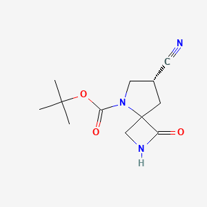 molecular formula C12H17N3O3 B12998361 tert-Butyl (7R)-7-cyano-1-oxo-2,5-diazaspiro[3.4]octane-5-carboxylate 