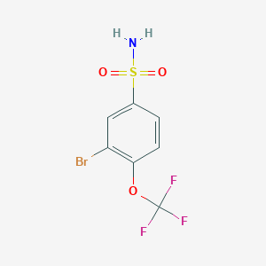 molecular formula C7H5BrF3NO3S B12998491 3-Bromo-4-(trifluoromethoxy)benzenesulfonamide 