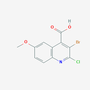 molecular formula C11H7BrClNO3 B12998535 3-Bromo-2-chloro-6-methoxyquinoline-4-carboxylic acid 