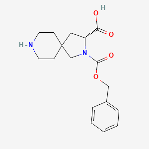 molecular formula C17H22N2O4 B12998552 (R)-2-((Benzyloxy)carbonyl)-2,8-diazaspiro[4.5]decane-3-carboxylic acid 