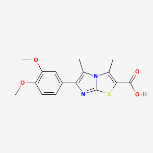 molecular formula C16H16N2O4S B12998609 6-(3,4-Dimethoxyphenyl)-3,5-dimethylimidazo[2,1-b]thiazole-2-carboxylic acid 