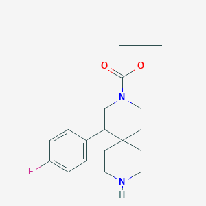 molecular formula C20H29FN2O2 B12998658 tert-Butyl 1-(4-fluorophenyl)-3,9-diazaspiro[5.5]undecane-3-carboxylate 